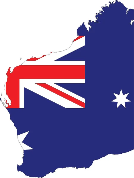 Plattegrond Van Vlaggenstaat Van Australische Staat Western Australia Combinatie Met — Stockvector