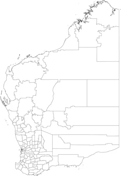Біла Плоска Векторна Адміністративна Мапа Районів Місцевого Самоврядування Австралійського Штату — стоковий вектор