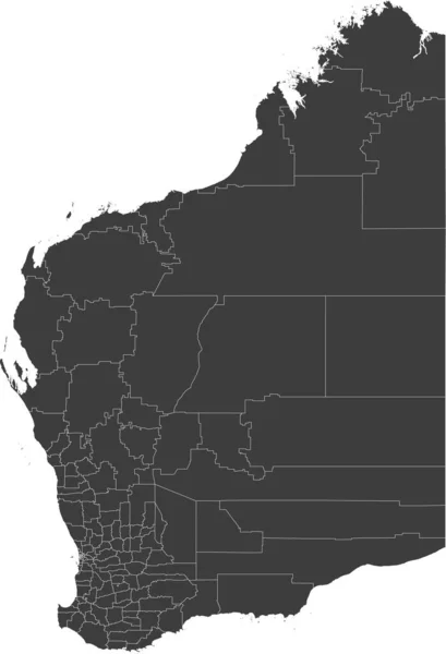 Ausztrál Western Ausztrália Állam Önkormányzati Területeinek Sötétszürke Üres Lapos Vektoros — Stock Vector