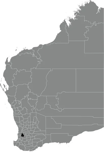 Avustralya Nın Batı Avustralya Eyaletinin Gri Idari Bölgelerinin Gri Yönetim — Stok Vektör