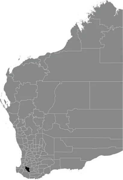 Mapa Ubicación Resaltado Blanco Negro Del Shire Boyup Brook Area — Archivo Imágenes Vectoriales