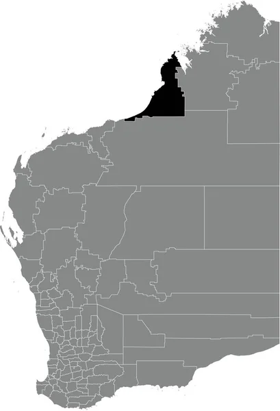 Black Flat Blank Mappa Dettagliata Della Shire Broome Area All — Vettoriale Stock
