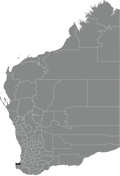 Black Flat Blank Podkreślił Mapę Lokalizacji Miasta Busselton Area Wewnątrz — Wektor stockowy