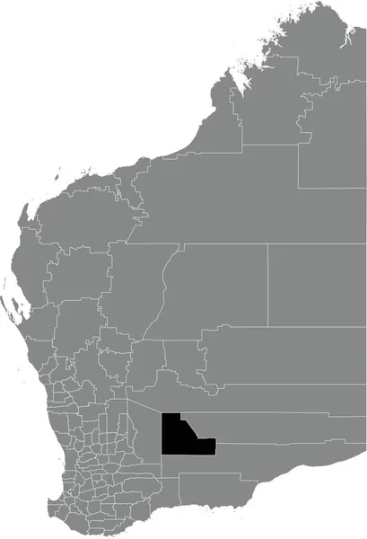 西オーストラリア州の地域の灰色の行政地図の中のクーロー地域のシャイアの黒いフラットブランクハイライトされた場所マップ — ストックベクタ