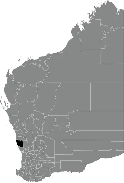 Zwarte Vlakke Blanco Gemarkeerde Locatiekaart Van Het Shire Dandaragan Area — Stockvector