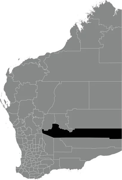 Black Flat Blank Mappa Dettagliata Della Shire Menzies Area All — Vettoriale Stock