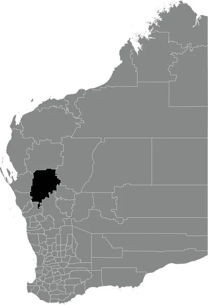 Black Flat Blank Evidenziata Mappa Della Shire Murchison Area All — Vettoriale Stock