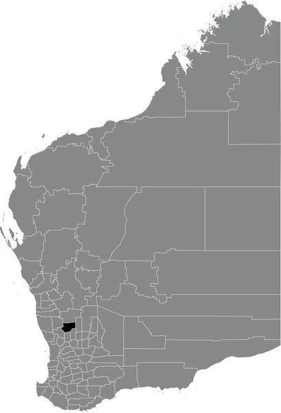 Mapa Ubicación Del Shire Wonganballidu Blanco Negro Dentro Mapa Administrativo — Archivo Imágenes Vectoriales