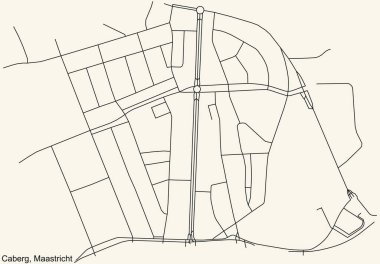 Hollanda 'nın bölgesel başkenti Maastricht, Hollanda' nın CABERG NeIGHBORHOOD kentinin klasik bej arkaplan üzerindeki kentsel yol haritasının ayrıntılı navigasyon kara hatları