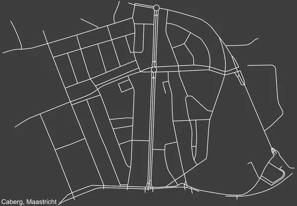 Detailní Negativní Navigace Bílé Čáry Městské Ulice Mapa Caberg Neighborhood — Stockový vektor