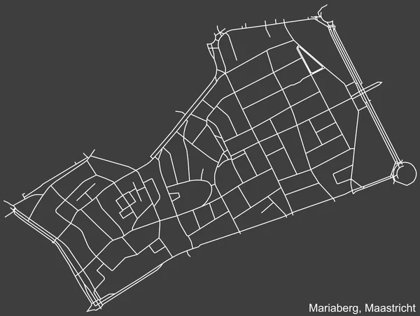 Szczegółowa Negatywna Nawigacja Białe Linie Ulice Miejskie Mapa Mariaberg Neighborhood — Wektor stockowy