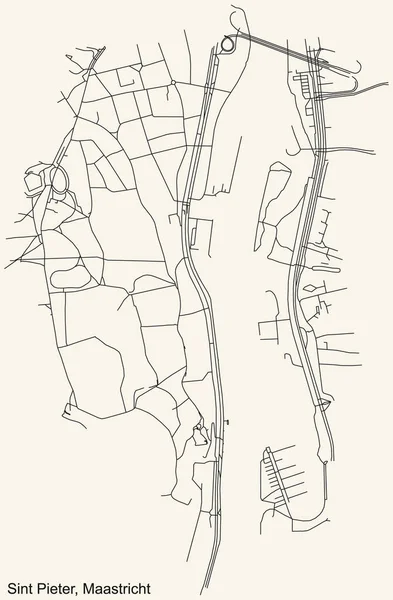 Detaillierte Navigation Schwarze Linien Stadtplan Der Sint Pieter Neighborhood Der — Stockvektor