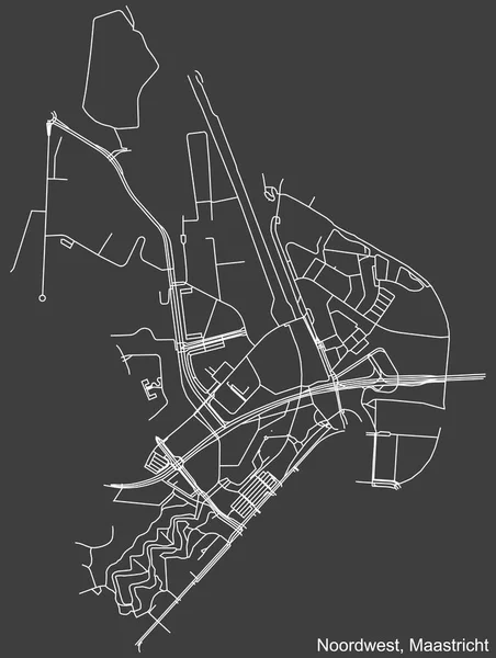 Подробная Негативная Навигация Белым Линиям Городских Улиц Карта Noordwest District — стоковый вектор