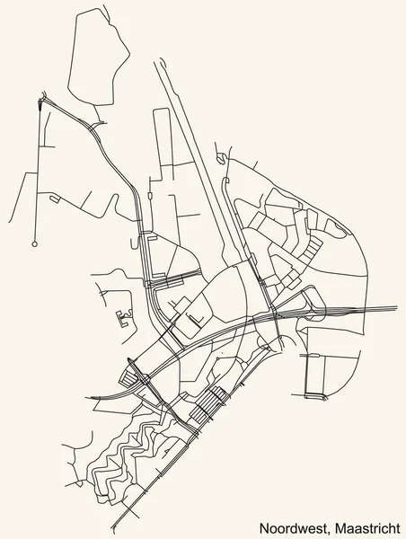 Detaillierte Navigation Schwarze Linien Stadtplan Der Nordwest District Der Holländischen — Stockvektor