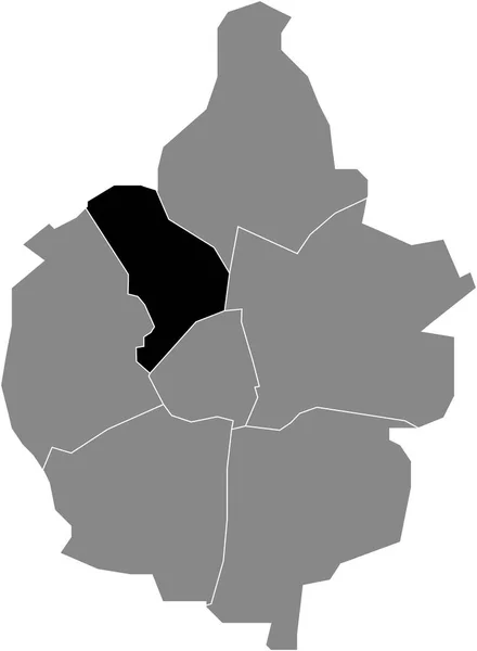 オランダのマーストリヒトの灰色の行政地図の中のNoordwest地区の黒いフラットブランク強調表示された場所マップ — ストックベクタ
