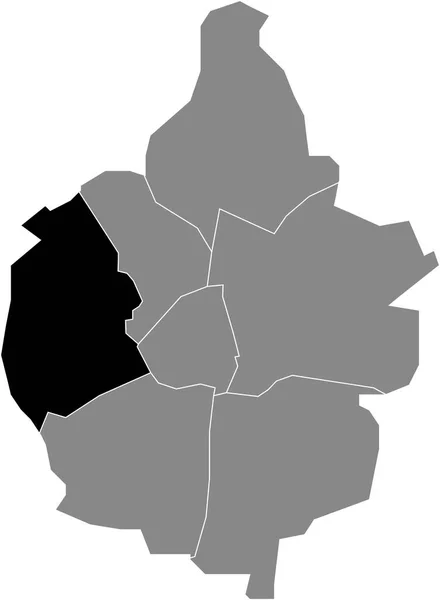 Mapa Ubicación Del West District Blanco Negro Dentro Del Mapa — Archivo Imágenes Vectoriales