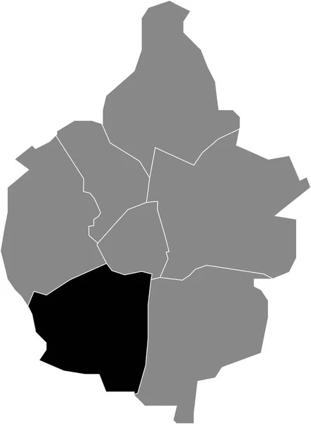 Negro Plano Blanco Resaltado Mapa Ubicación Del Zuidwest District Dentro — Vector de stock