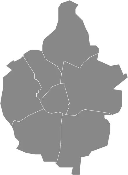 Maastrichtの灰色のフラットブランクベクトル管理マップ その地区の黒い境界線とオランダ — ストックベクタ