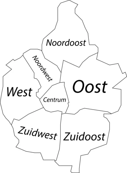 White Flat Vector Administrative Map Maastricht Nederländerna Med Namnskyltar Och — Stock vektor