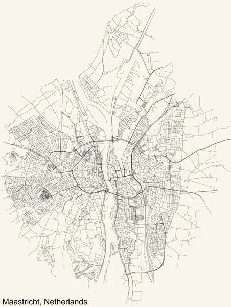 Navigazione Dettagliata Linee Nere Strade Urbane Mappa Della Capitale Regionale — Vettoriale Stock