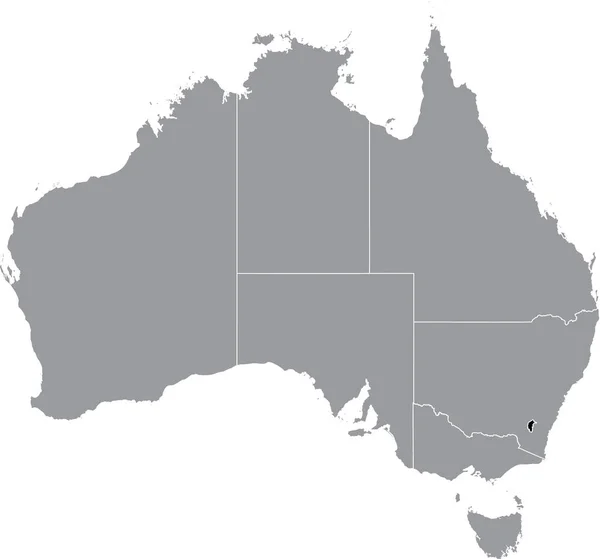 Mapa Administrativo Localizador Resaltado Blanco Plano Negro Del Territorio Australiano — Archivo Imágenes Vectoriales