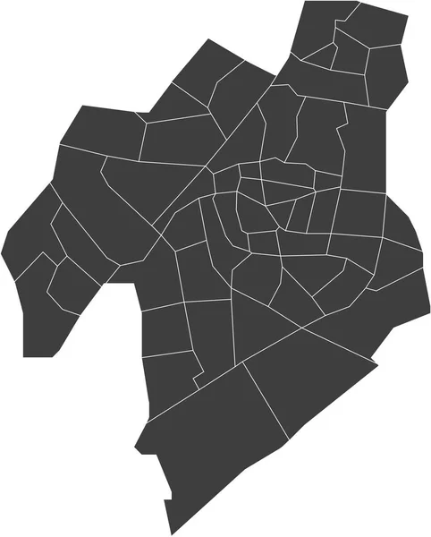 Ciemnoszary Płaski Pusty Wektor Mapa Administracyjna Leiden Niderlandy Białymi Liniami — Wektor stockowy