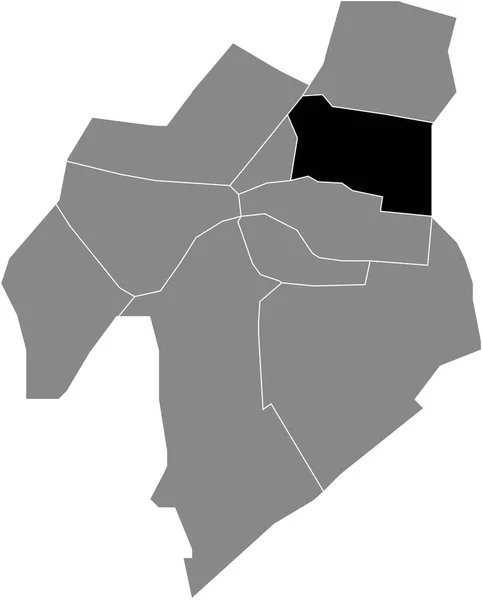 荷兰莱登灰色行政地图内的Leiden Noord District黑色平面突出显示空白位置图 — 图库矢量图片
