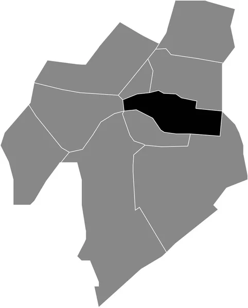 オランダのライデンの灰色の行政地図内のBinnenstad Noord Districtの黒いフラットブランクハイライトされた場所マップ — ストックベクタ