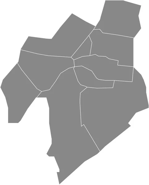 Cinza Plano Vetorial Branco Mapa Administrativo Leiden Países Baixos Com — Vetor de Stock