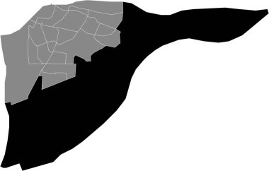 Hollanda, Dordrecht 'in gri idari haritasında VerspREIDE BEBREWING DISTRICT' in siyah düz çizilmiş konum haritası