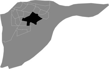 Hollanda, Dordrecht 'in gri idari haritası içinde DUBELDAM DISTRICT' ın siyah düz çizilmiş konum haritası