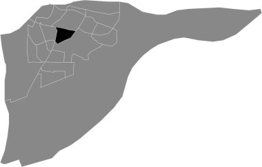 Hollanda, Dordrecht 'in gri idari haritası içinde LAND VAN VALK DISTRICT' in siyah düz çizilmiş konum haritası