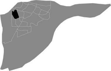 Hollanda, Dordrecht 'in gri idari haritası içinde OUD-KRISPIJN DISTRICT' in siyah düz çizilmiş konum haritası