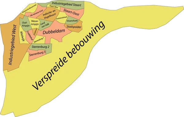 Pastel Mapa Administrativo Vetorial Plano Dordrecht Países Baixos Com Etiquetas —  Vetores de Stock