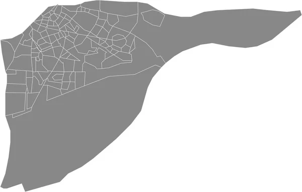 Cinza Plano Vetorial Branco Mapa Administrativo Dordrecht Países Baixos Com — Vetor de Stock