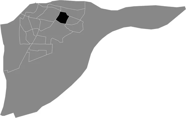 Preto Plano Branco Destaque Mapa Localização Oudelandshoek District Dentro Mapa — Vetor de Stock