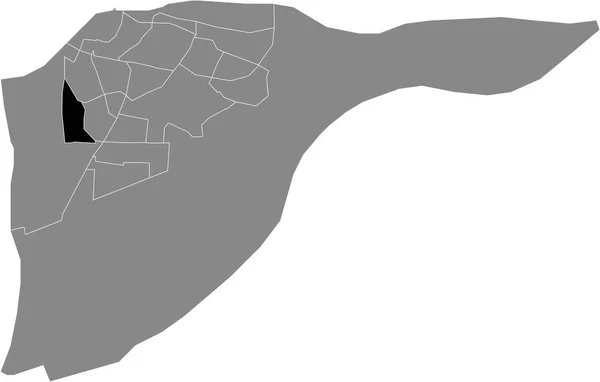 Schwarze Flache Blanko Hervorgehobene Lagekarte Des Wielwijk District Innerhalb Der — Stockvektor