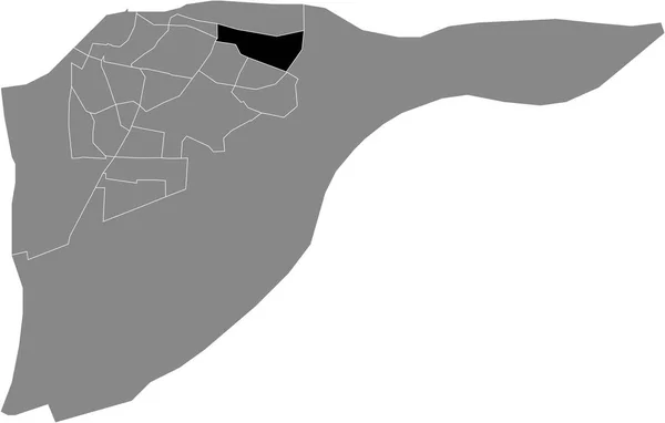 Mapa Ubicación Resaltado Blanco Plano Negro Del Staart Oost District — Vector de stock