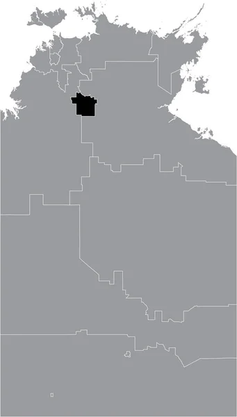 Černá Ploché Zvýrazněné Umístění Mapa Katherine Town Rada Area Uvnitř — Stockový vektor