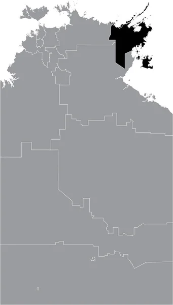 Mapa Ubicación Resaltado Blanco Negro Zona Del Consejo Regional Arnhem — Archivo Imágenes Vectoriales