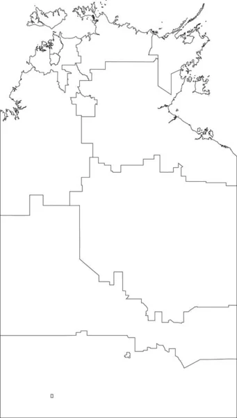 北部準州 その地域の黒い境界線を持つオーストラリアのオーストラリアの領土の有権者領域の白いフラット空白のベクトル管理マップ — ストックベクタ