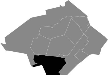Hollanda, Zoetermeer 'in gri idari haritasında ROKEVEEN DISTRICT' in siyah düz çizilmiş konum haritası