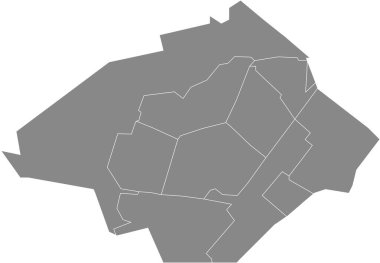 Gri düz boş vektör ZOETERMEER idari haritası, kendi bölgelerinde siyah sınır çizgileri ile NETHERLANDS