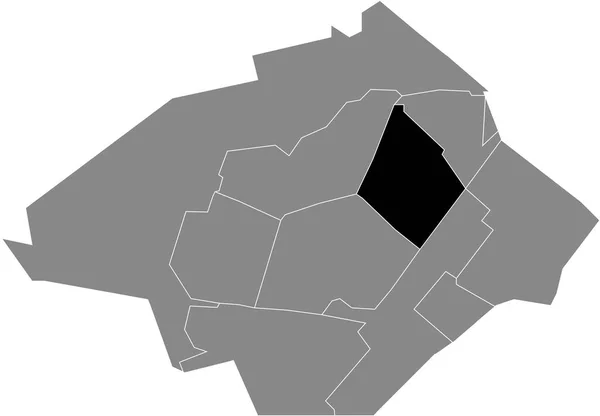 オランダのZoetermeerの灰色の行政地図の中のSeghwaert地区の黒いフラットブランクハイライトされた場所マップ — ストックベクタ