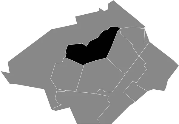 Černá Plochá Prázdná Zvýrazněná Mapa Lokality Buytenwegh Leyens District Uvnitř — Stockový vektor