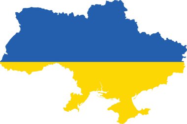 UKRAINE 'ın düz vektör idari bayrak haritası