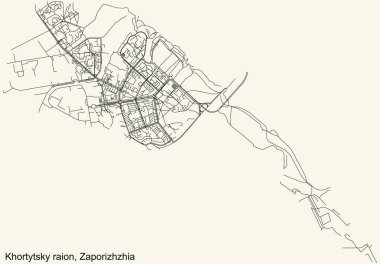 Ukrayna 'nın bölgesel başkenti Zaporizhzhia, Ukrayna' nın Ukrayna 'daki KHORTSKY radyosunun şehir yolu haritası.