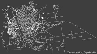 Ukrayna 'nın bölgesel başkenti Zaporizhzhia, Ukrayna' nın KOMUNARSKY RAION 'unun şehir caddelerinin haritası.