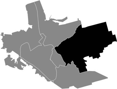 Ukrayna, Zaporizhzhia 'nın gri idari haritasının içindeki ŞEVCHENKIVSKY RAION' un siyah düz çizilmiş konum haritası