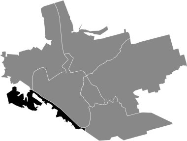Ukrayna, Zaporizhzhia 'nın gri idari haritasının içindeki KHORTSKY RAION' un siyah düz ve boş konum haritası